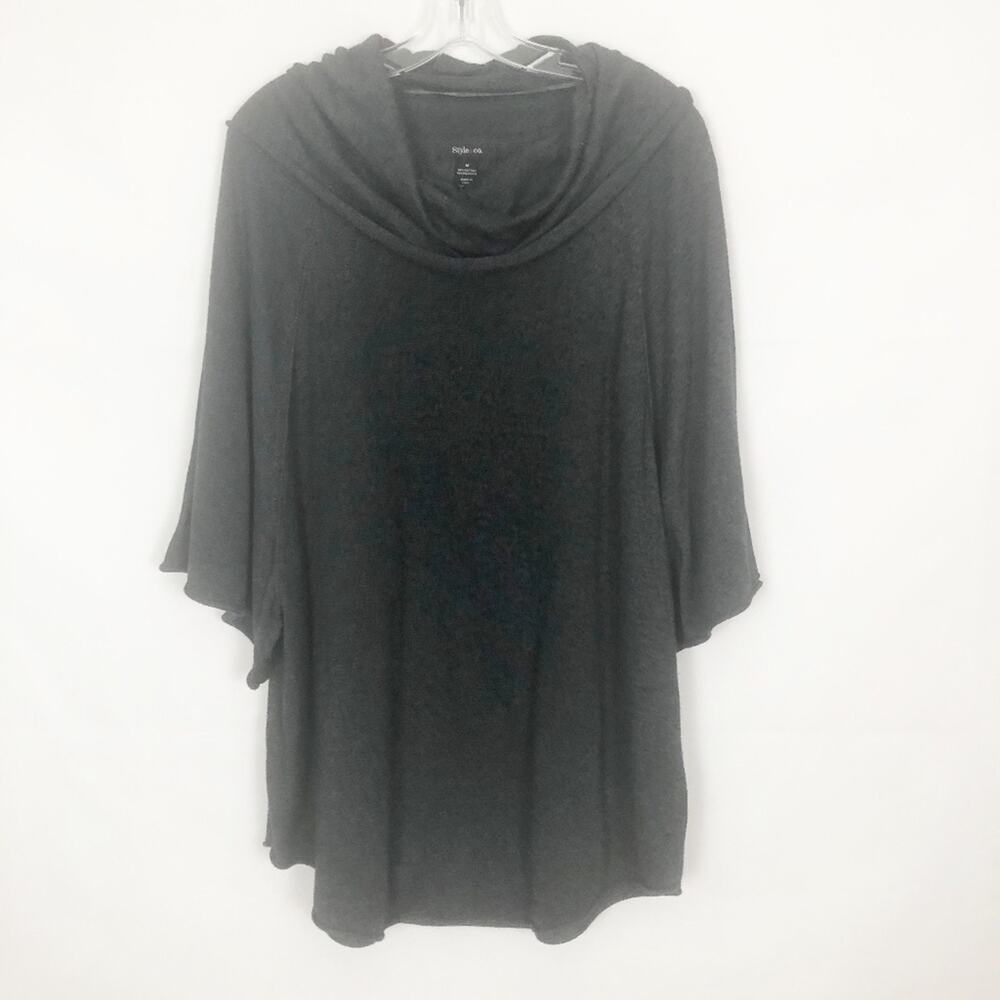 Style & Co. Cowl Neck Tunic Sweater Size M Charcoal Oversized